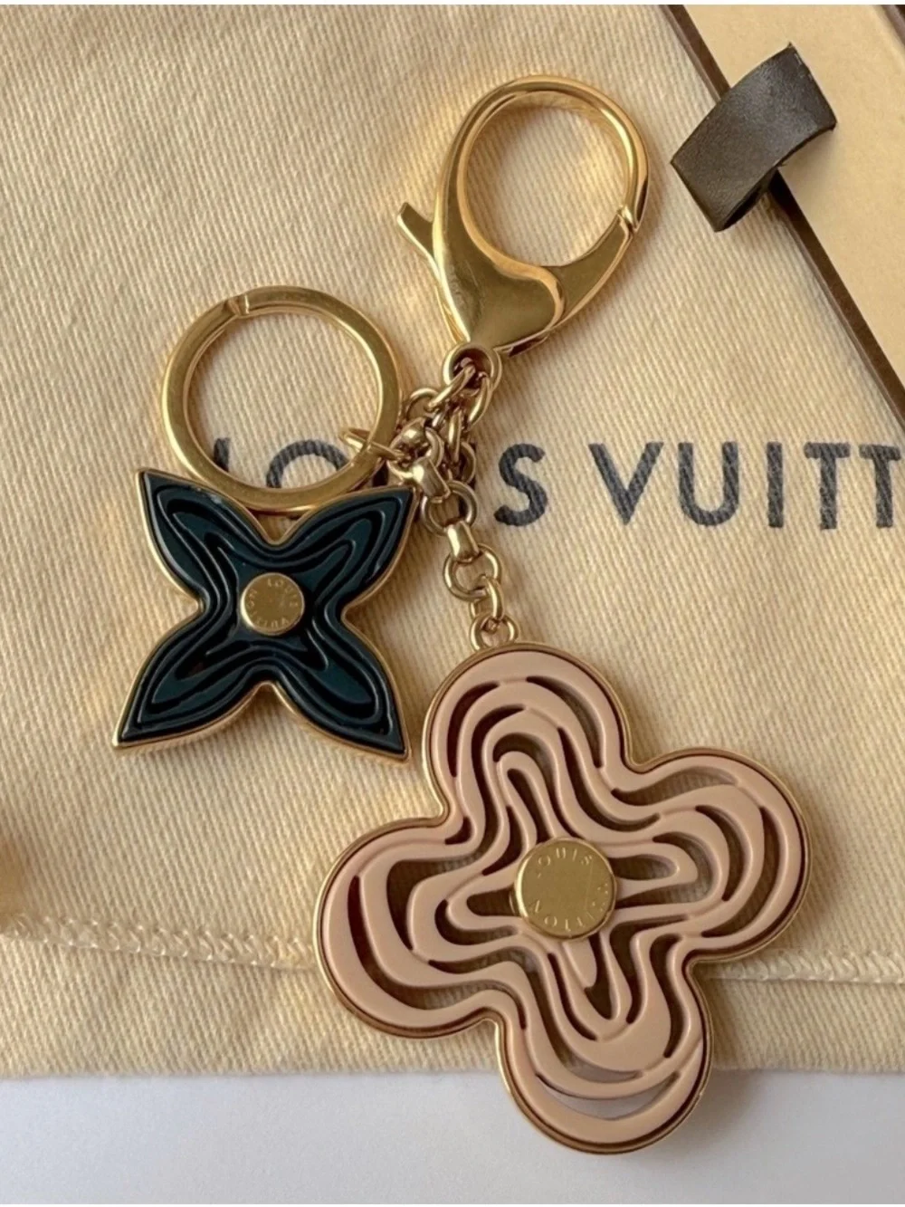 Louis Vuitton Authentic Pink & Teal Fleur Key Charm! Dust bag and Box included!